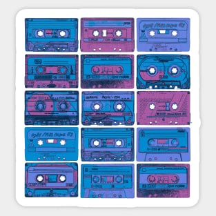 Cassette Tapes - Retro 80's 90's Analog Vinyl Music Blue Sticker